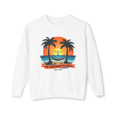 Tropical Love Crewneck Sweatshirt | Unisex Lightweight Beachwear, Summer Casual, Gift for Beach Lovers, Vacation Vibes, Relaxed Fit