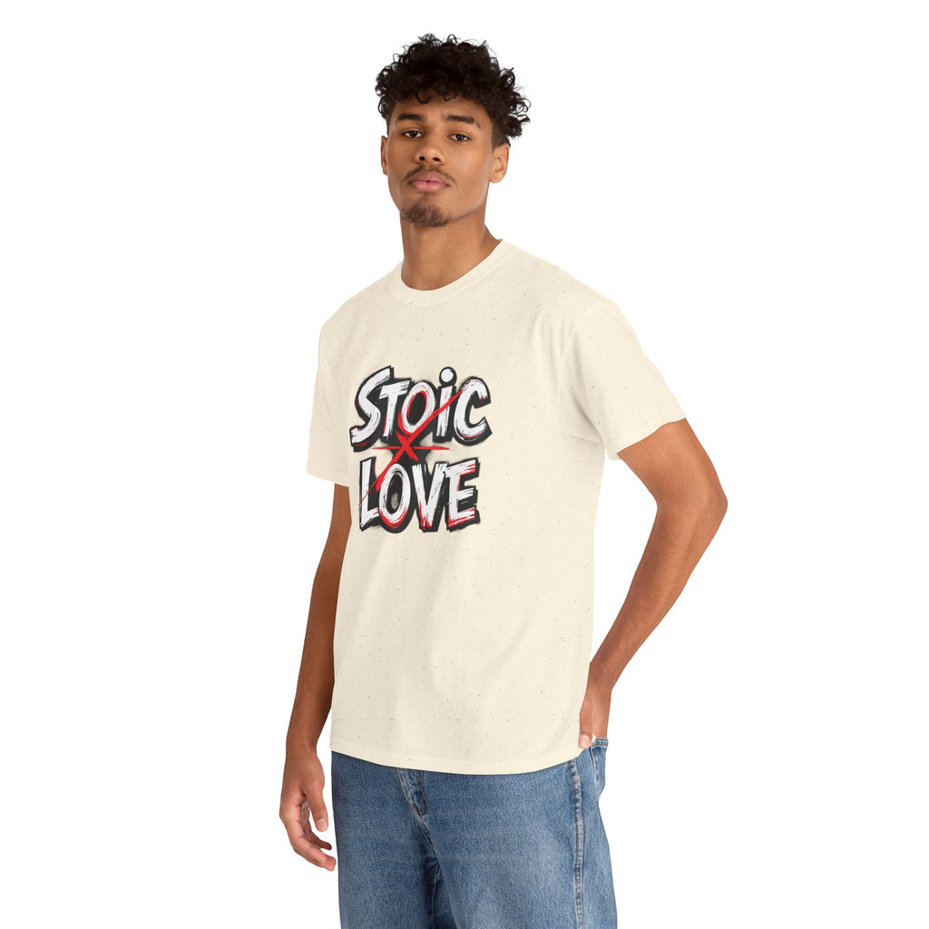 Unisex Heavy Cotton Tee, Stoic Love Graphic Shirt, Casual Streetwear, Unique Gift for Friends, Inspirational Apparel, Everyday Wear