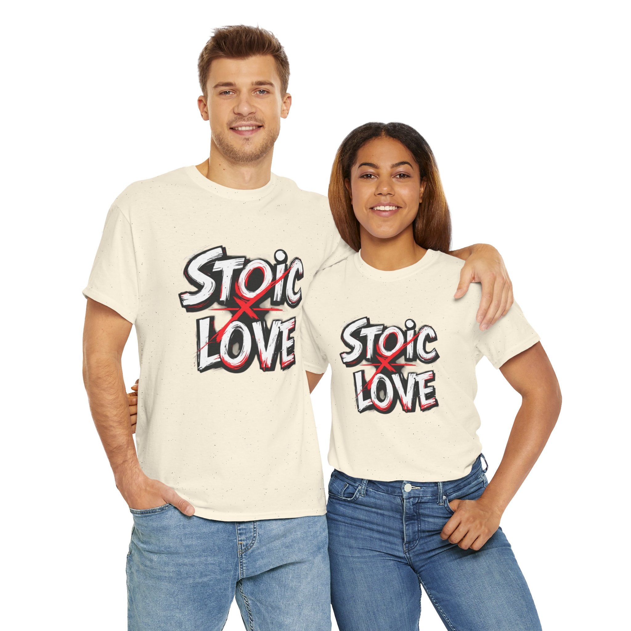 Unisex Heavy Cotton Tee, Stoic Love Graphic Shirt, Casual Streetwear, Unique Gift for Friends, Inspirational Apparel, Everyday Wear