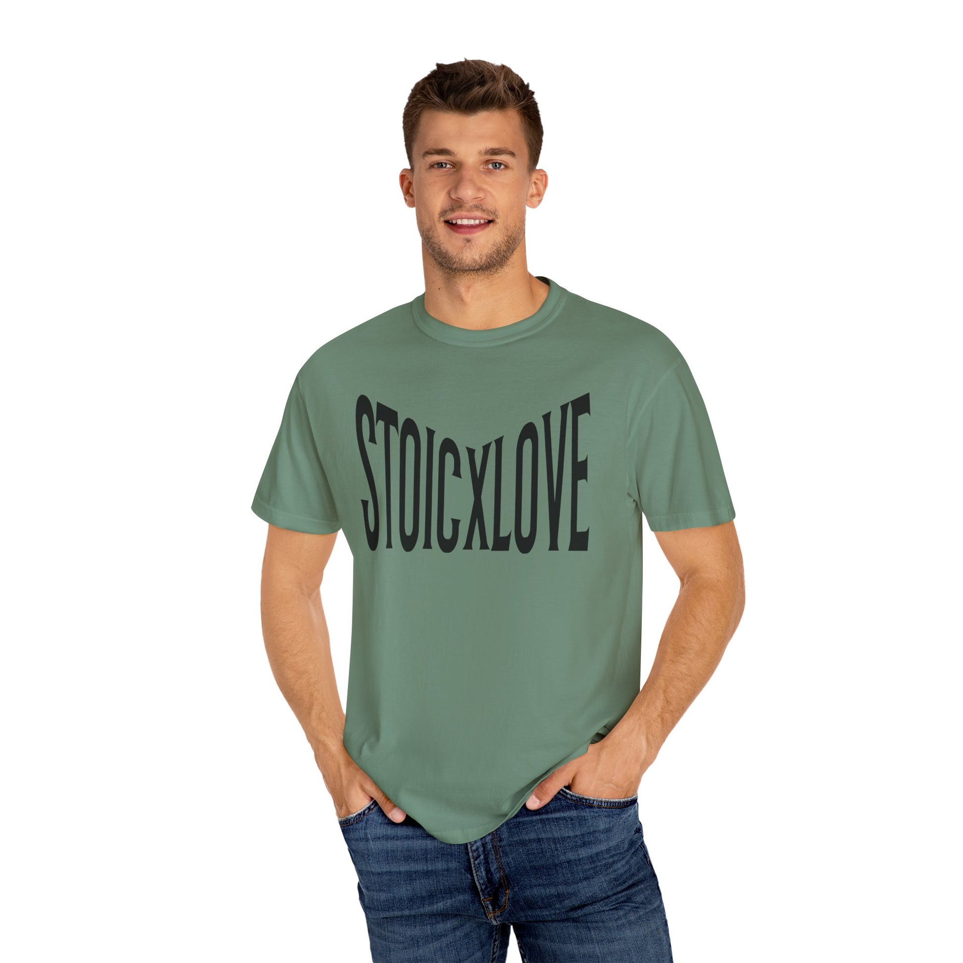 Unisex Garment-Dyed T-Shirt with 'STOIXLOVE' Print - Casual Tee, Gift for Friends, Valentine's Day, Everyday Wear, Statement Fashion