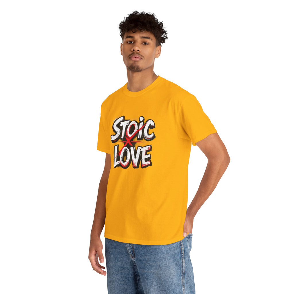 Unisex Heavy Cotton Tee, Stoic Love Graphic Shirt, Casual Streetwear, Unique Gift for Friends, Inspirational Apparel, Everyday Wear