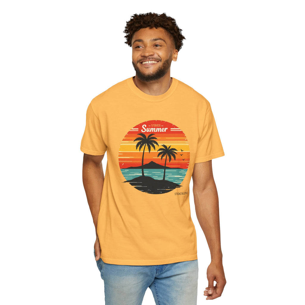 Tropical Summer T-shirt | Unisex Garment-Dyed Tee, Beachwear, Summer Vibes, Vacation Outfit, Graphic Tee, Gift for Him/Her