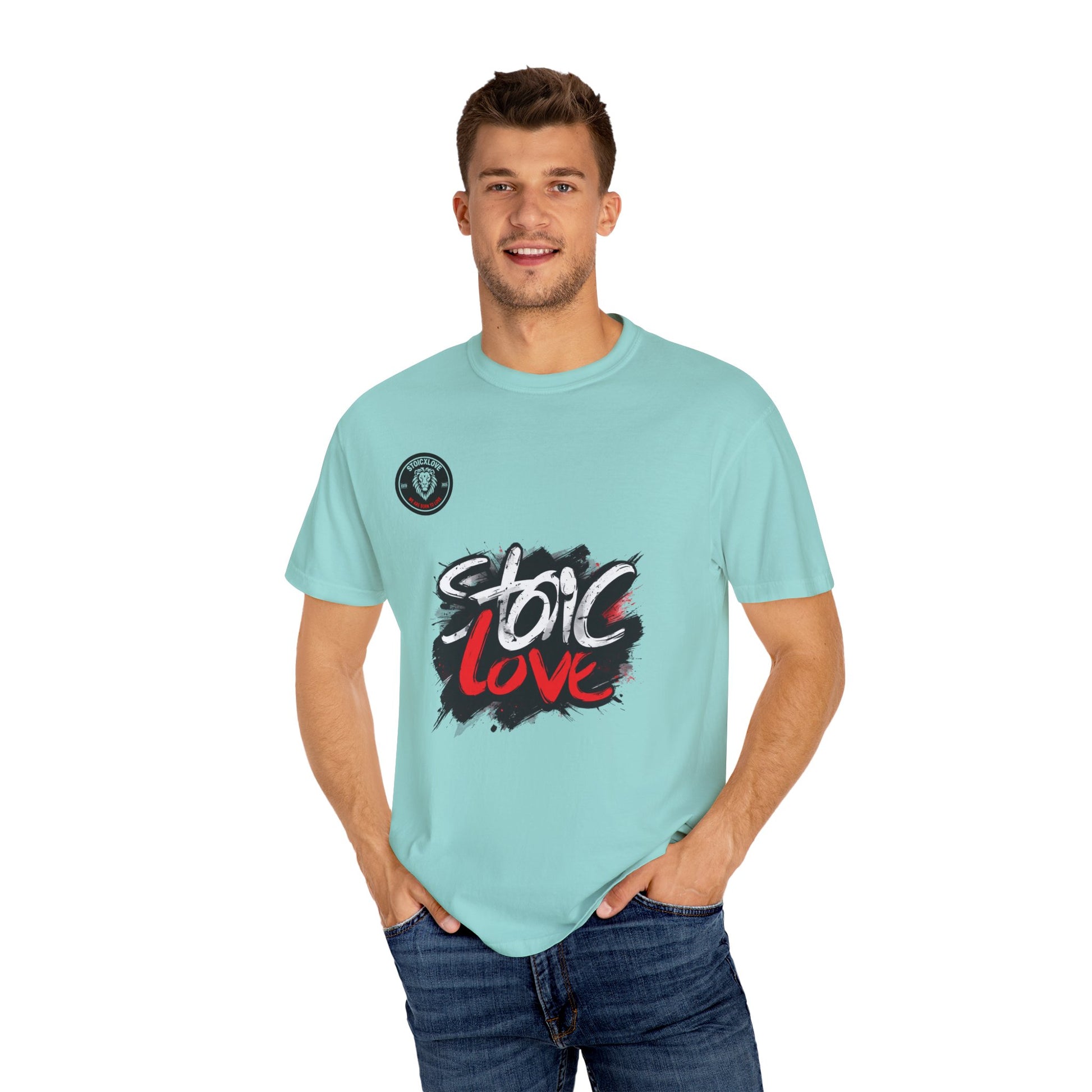 Unisex Garment-Dyed T-Shirt with 'Stoic Love' Design – Casual Wear, Gift for Philosophers, Comfortable Everyday Tee, Motivational Apparel