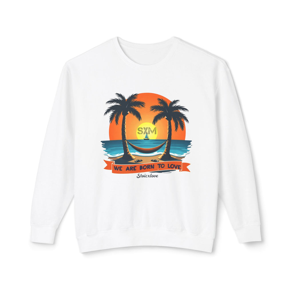 Tropical Love Crewneck Sweatshirt | Unisex Lightweight Beachwear, Summer Casual, Gift for Beach Lovers, Vacation Vibes, Relaxed Fit