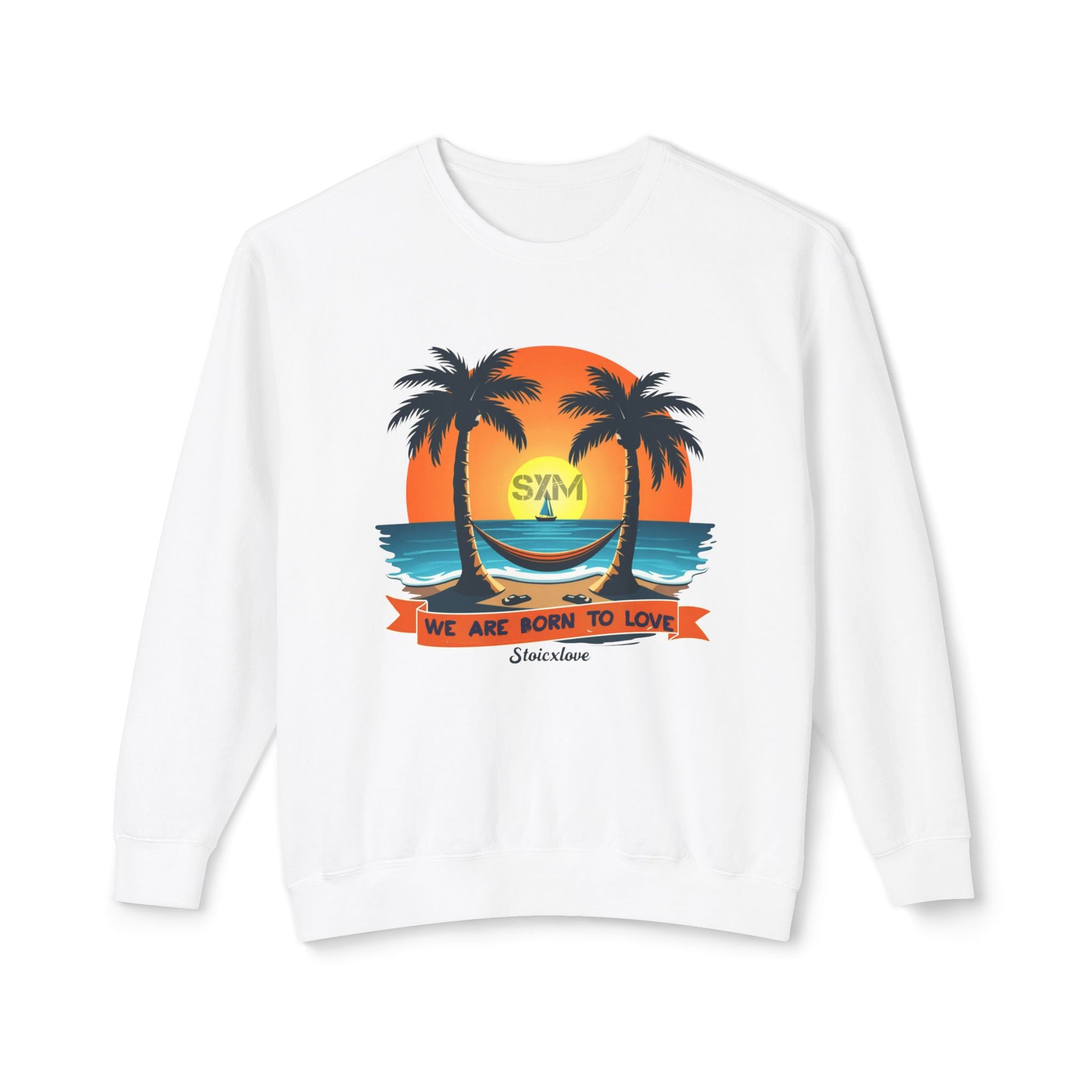 Tropical Love Crewneck Sweatshirt | Unisex Lightweight Beachwear, Summer Casual, Gift for Beach Lovers, Vacation Vibes, Relaxed Fit