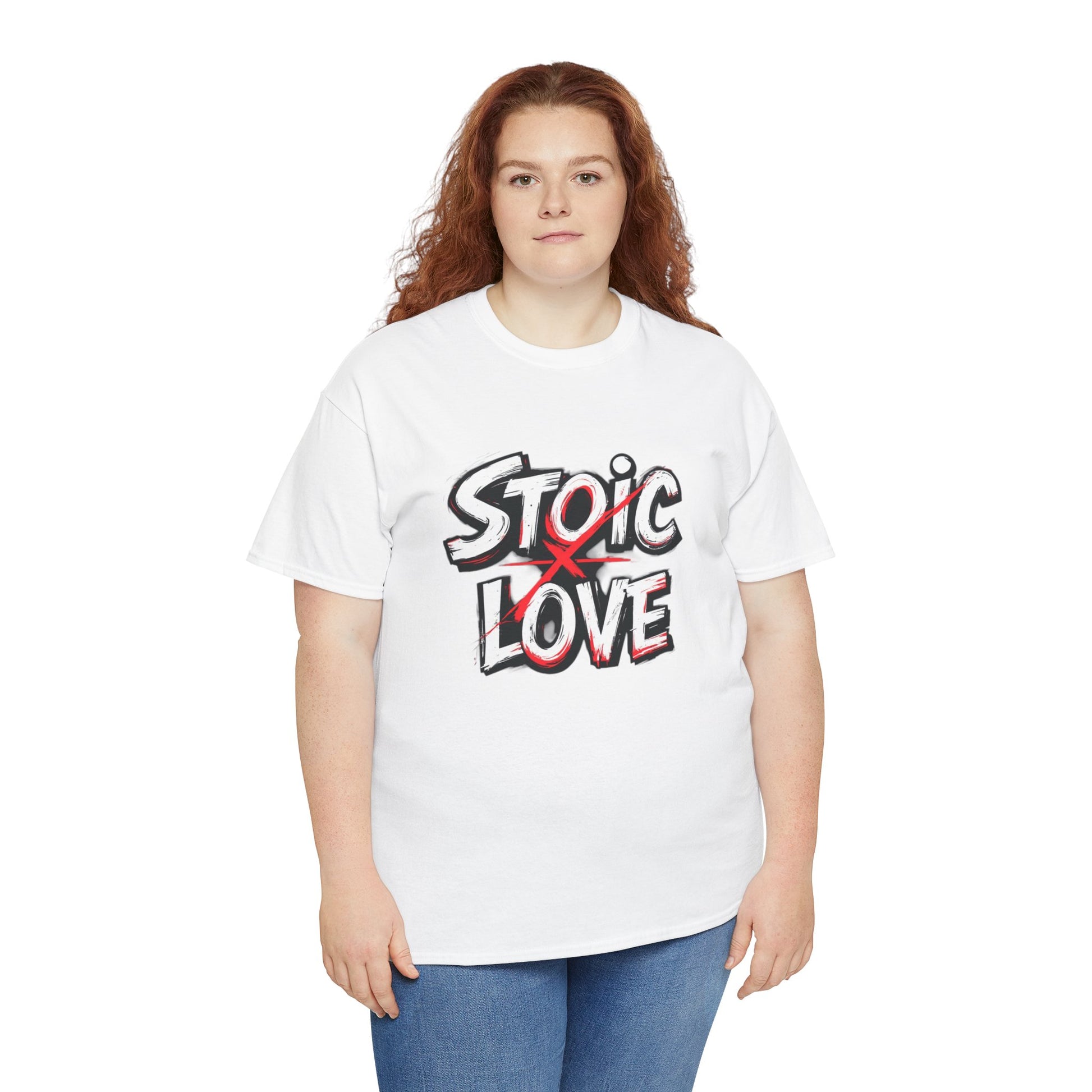 Unisex Heavy Cotton Tee, Stoic Love Graphic Shirt, Casual Streetwear, Unique Gift for Friends, Inspirational Apparel, Everyday Wear