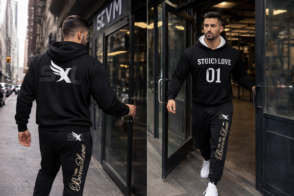 StoicXLove Black Hoodie — Core Edition