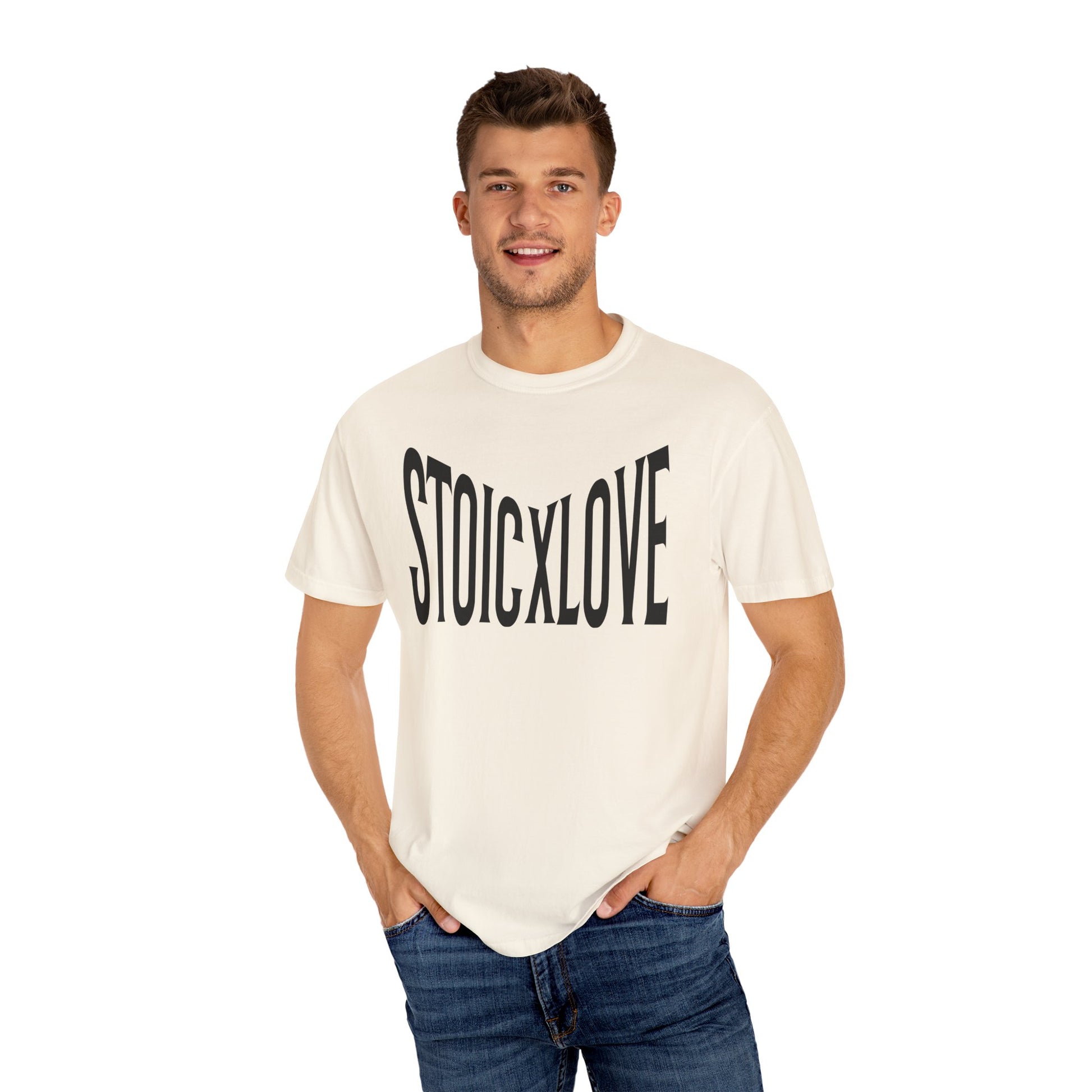 Unisex Garment-Dyed T-Shirt with 'STOIXLOVE' Print - Casual Tee, Gift for Friends, Valentine's Day, Everyday Wear, Statement Fashion