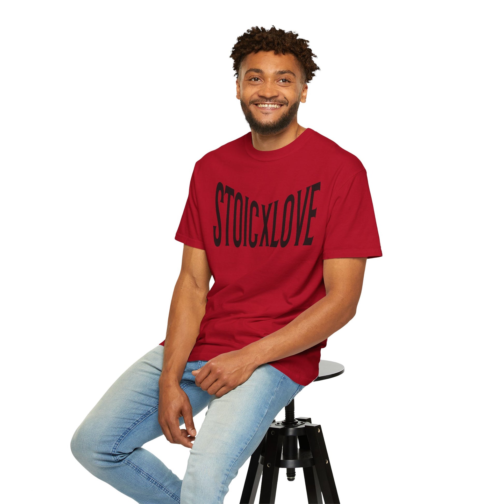 Unisex Garment-Dyed T-Shirt with 'STOIXLOVE' Print - Casual Tee, Gift for Friends, Valentine's Day, Everyday Wear, Statement Fashion