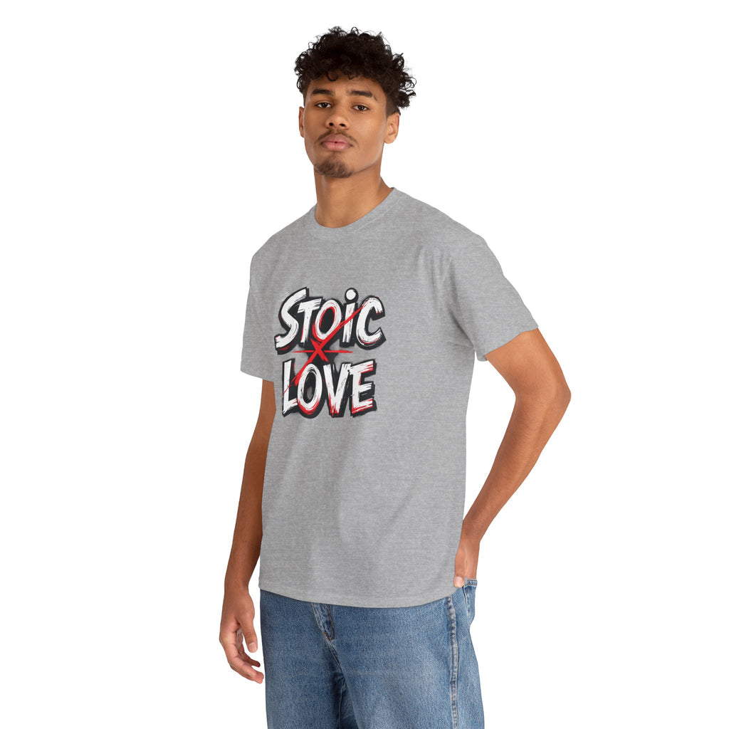 Unisex Heavy Cotton Tee, Stoic Love Graphic Shirt, Casual Streetwear, Unique Gift for Friends, Inspirational Apparel, Everyday Wear