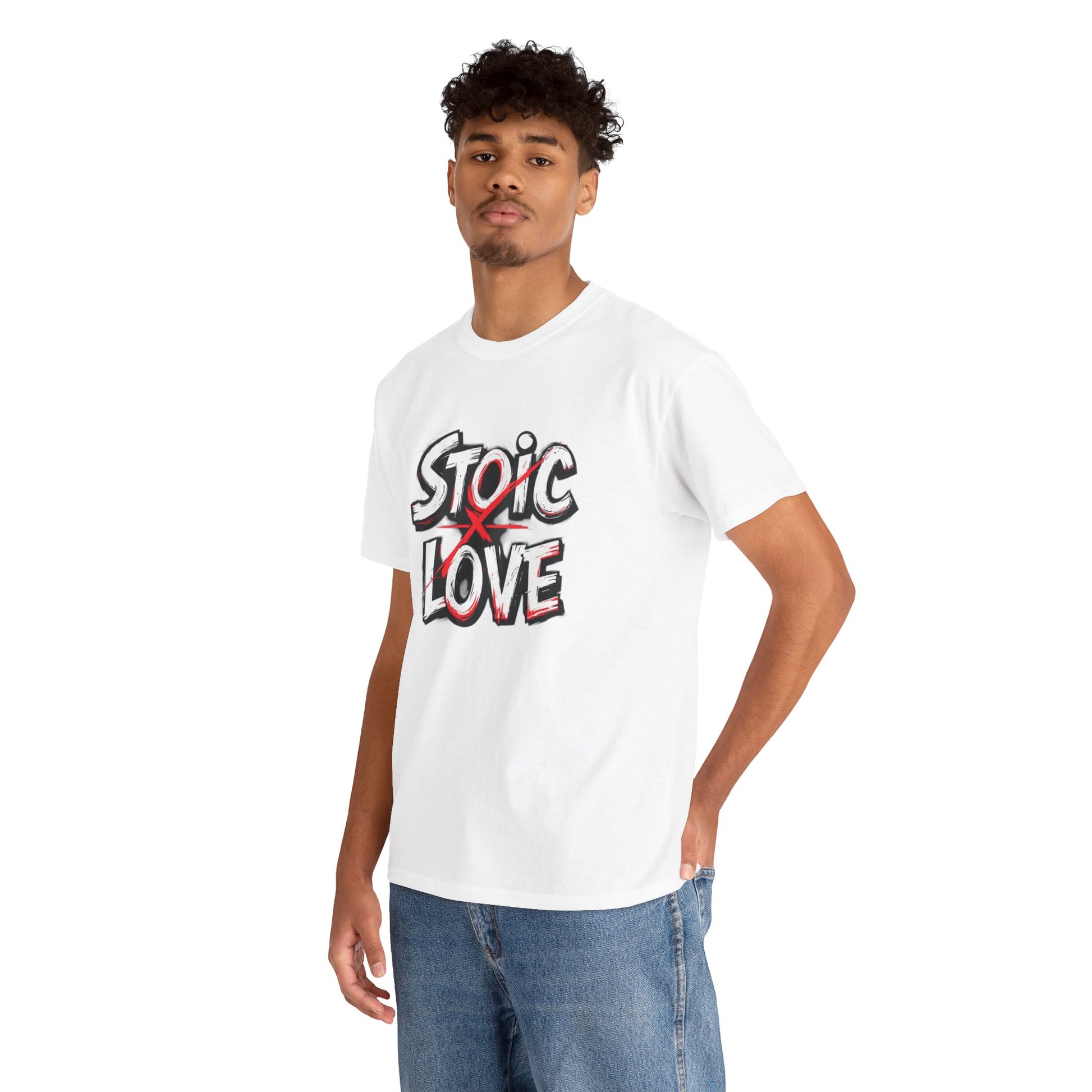 Unisex Heavy Cotton Tee, Stoic Love Graphic Shirt, Casual Streetwear, Unique Gift for Friends, Inspirational Apparel, Everyday Wear