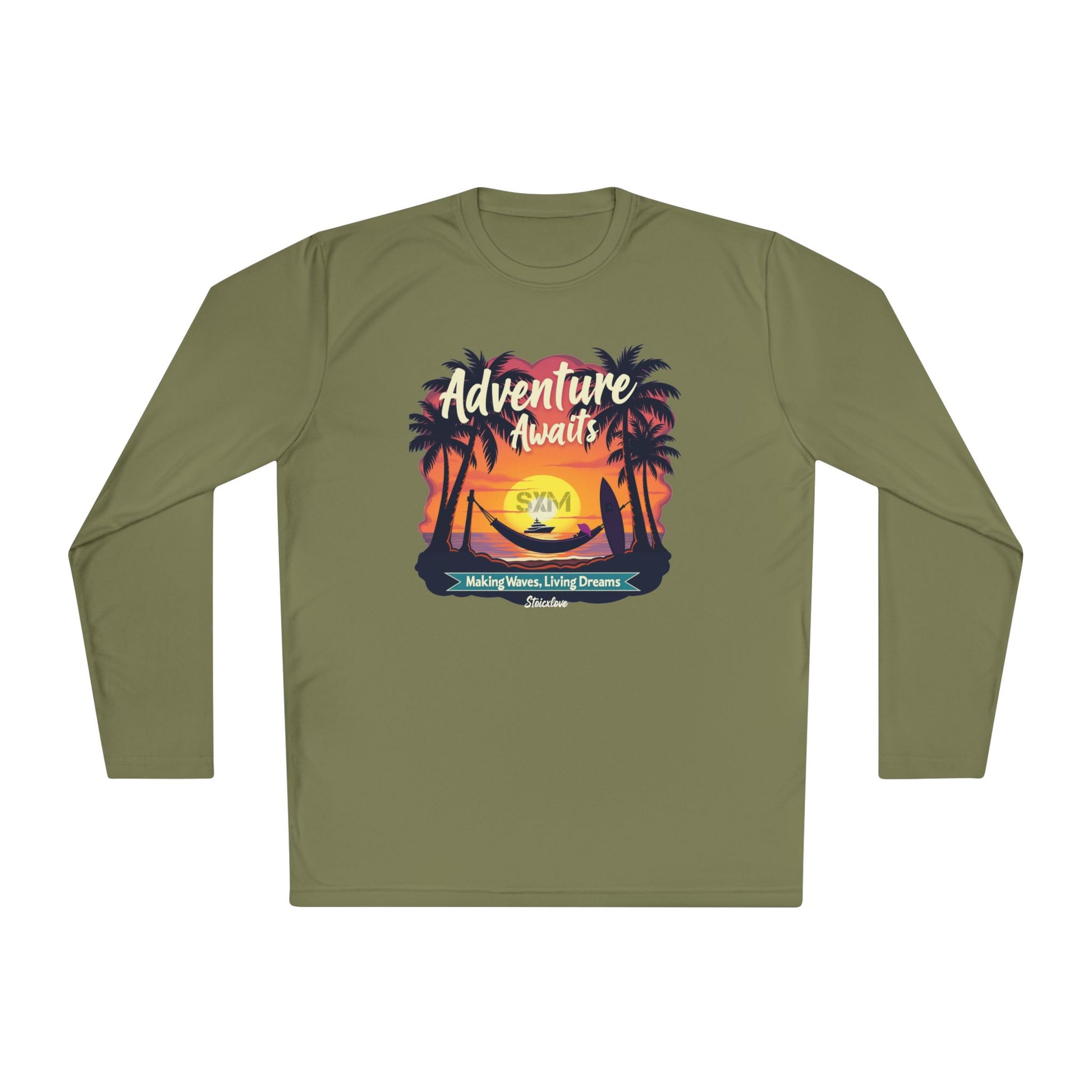 Adventure Awaits Long Sleeve Tee for Outdoor Enthusiasts, Perfect for Travel, Beach Days, Gifts, Summer Vibes, Casual Wear