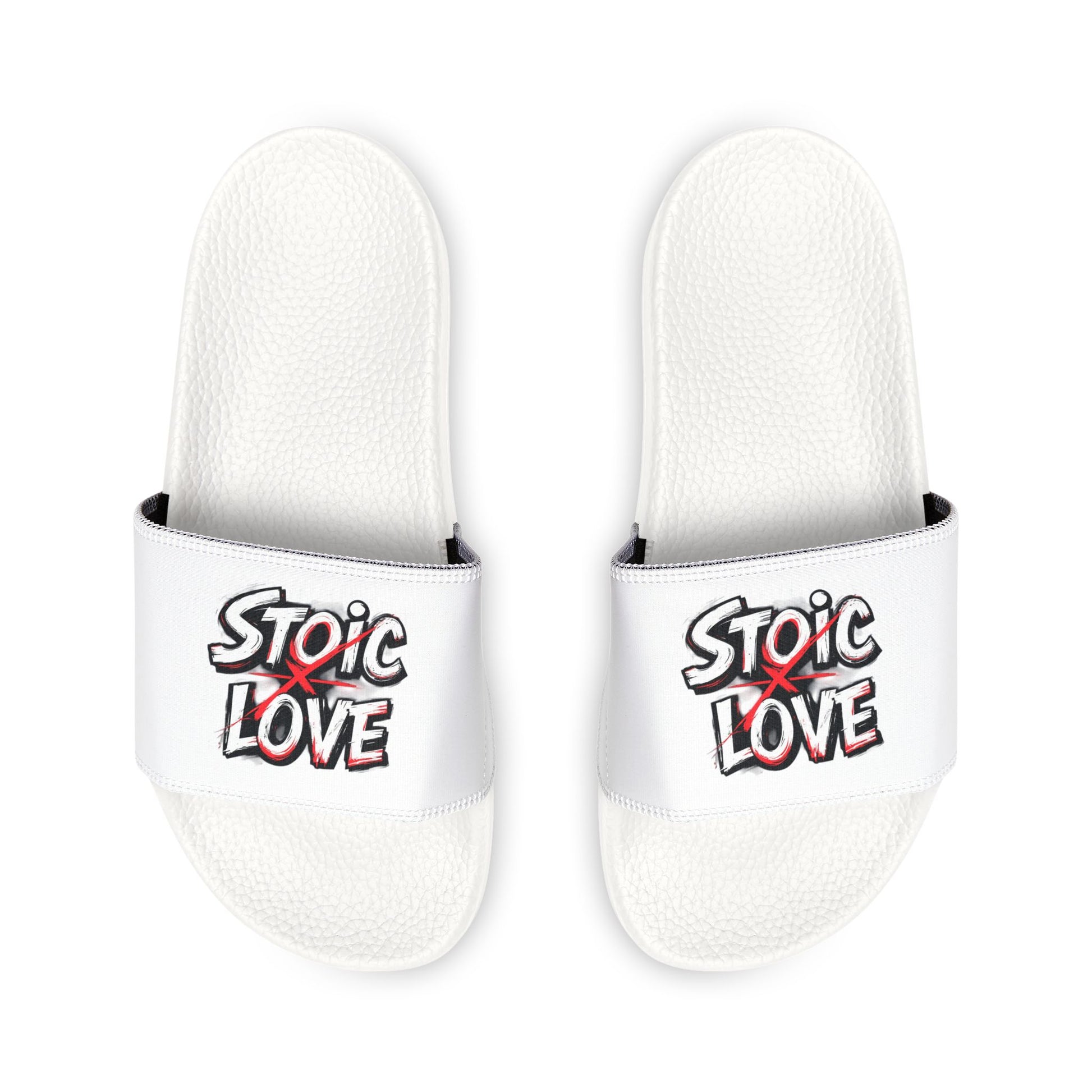 Stylish Men's Sandals With Removable Strap, Casual Summer Footwear, Perfect for Beach and Home, Fun Gift for Him, ‘Stoic Love’ Design