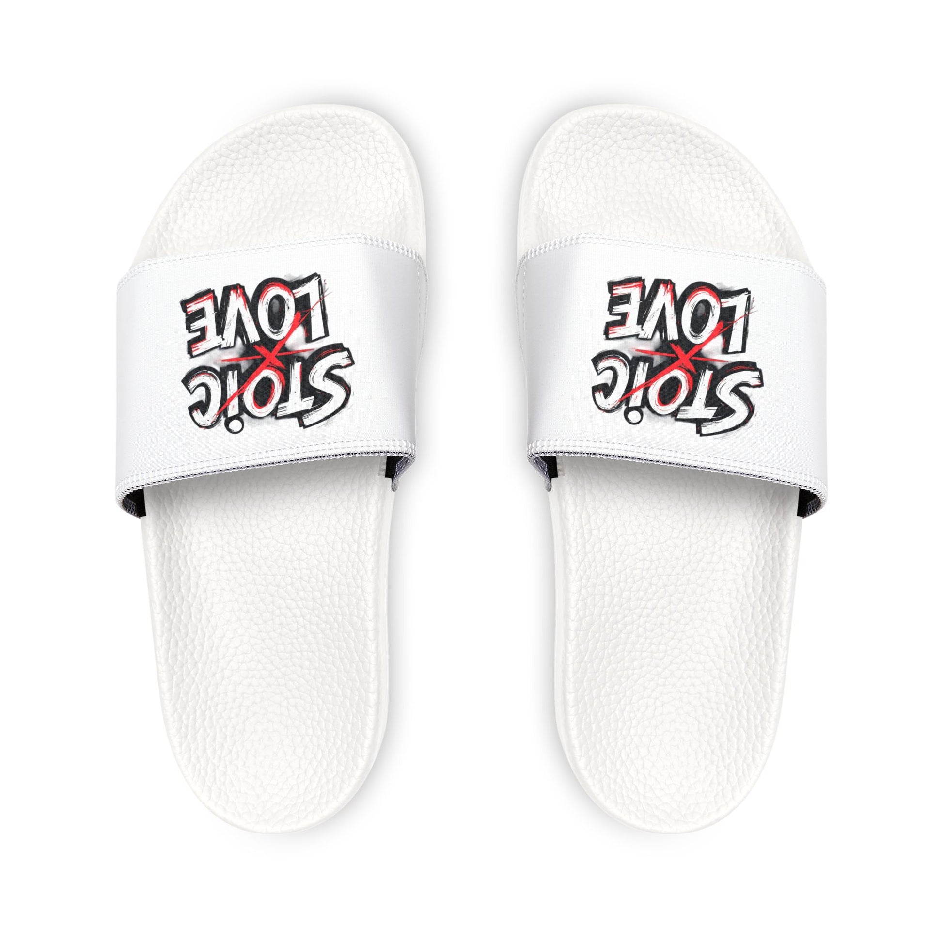 Stylish Men's Sandals With Removable Strap, Casual Summer Footwear, Perfect for Beach and Home, Fun Gift for Him, ‘Stoic Love’ Design