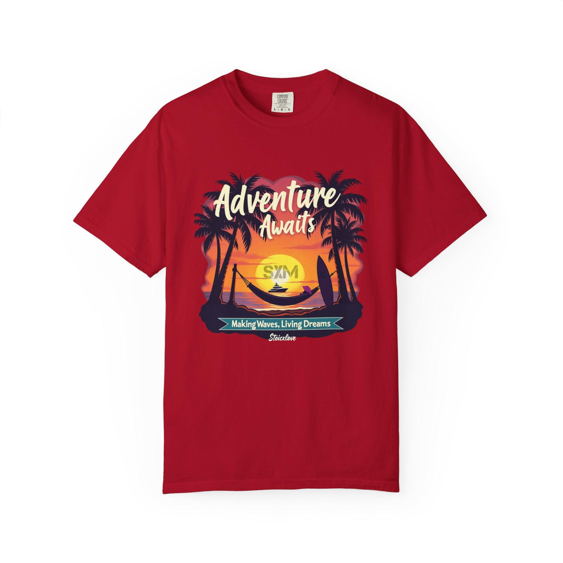 Adventure Awaits Garment-Dyed T-Shirt | Beach Lover's Tee, Travel Shirt, Vacation Top, Fun Summer Wear, Unisex Graphic T-shirt