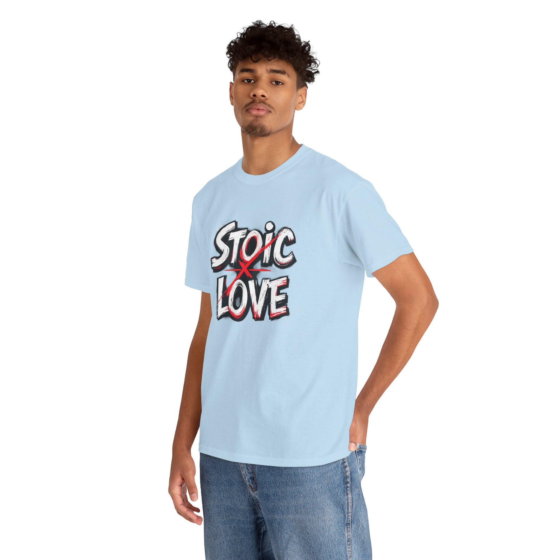 Unisex Heavy Cotton Tee, Stoic Love Graphic Shirt, Casual Streetwear, Unique Gift for Friends, Inspirational Apparel, Everyday Wear