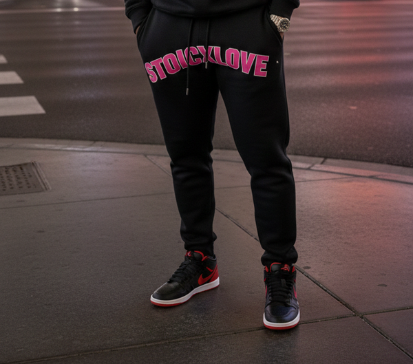 STOICXLOVE Pink Black Joggers  — Stoic Design